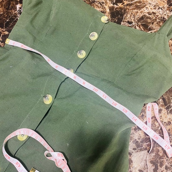 JAPNA Dress Linen Olive Green M Backless - Picture 10 of 12